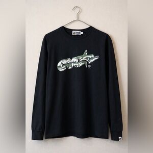 A Bathing Ape BAPE X OVO Black Long Sleeve Tshirt Size Medium